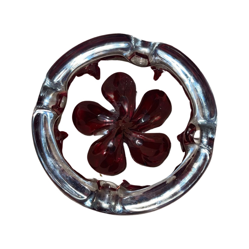 Vintage Heavy Glass Ashtray : 70s decorative piece